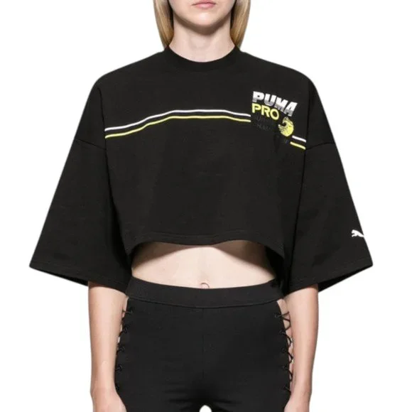 Puma Tops Fenty Puma X Rihanna Cropped Crewneck Tshirt Pro Surfing Size Small In Black Poshmark